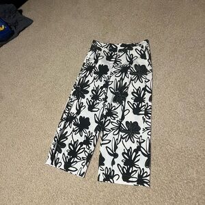Piazza Sempione Black and White Floral Pants